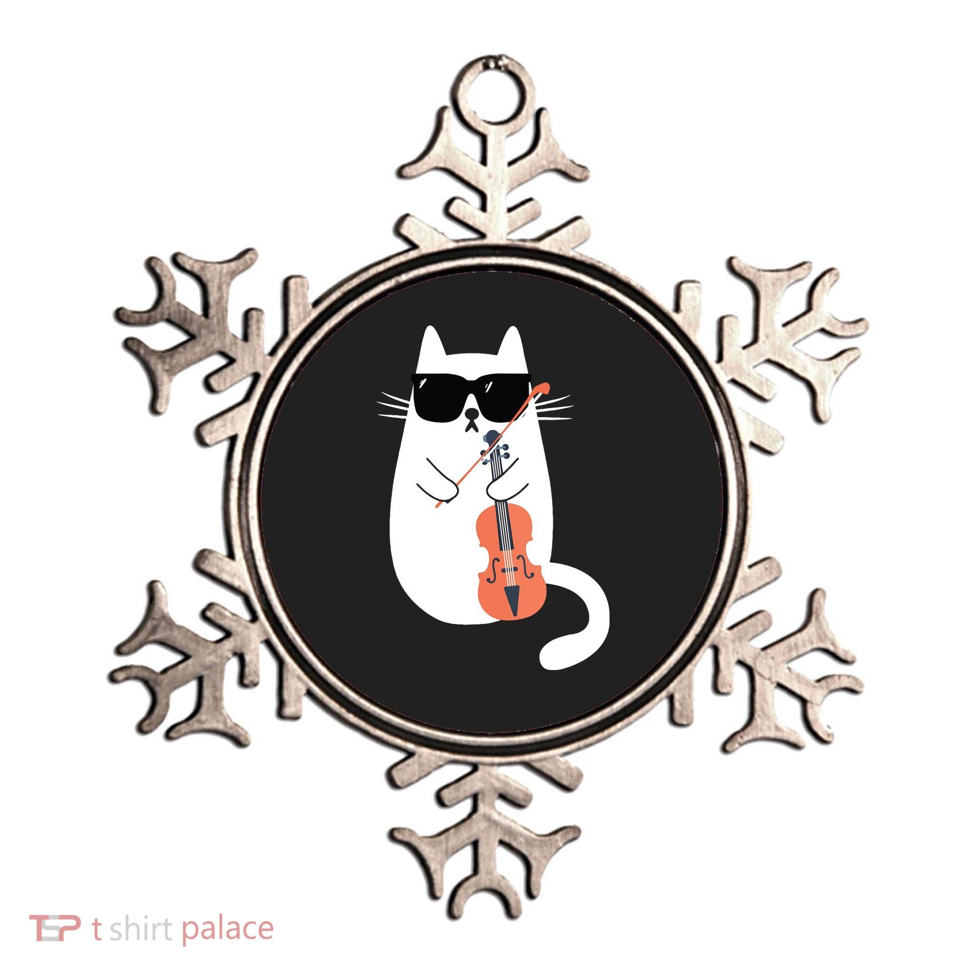Funny Cat Wearing Sunglasses Playing Violin Viola Musician Ornament