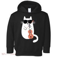 Funny Cat Wearing Sunglasses Playing Violin Viola Musician Toddler Hoodie thumb 0