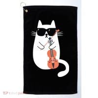 Funny Cat Wearing Sunglasses Playing Violin Viola Musician Golf Towel thumb 0