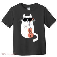 Funny Cat Wearing Sunglasses Playing Violin Viola Musician Toddler T-Shirt thumb 0