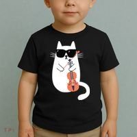 Funny Cat Wearing Sunglasses Playing Violin Viola Musician Toddler T-Shirt thumb 2