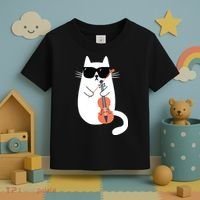 Funny Cat Wearing Sunglasses Playing Violin Viola Musician Toddler T-Shirt thumb 3