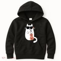 Funny Cat Wearing Sunglasses Playing Violin Viola Musician Kids Hoodie thumb 0