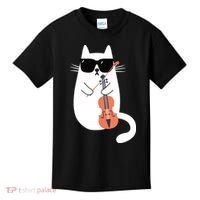Funny Cat Wearing Sunglasses Playing Violin Viola Musician Kids T-Shirt thumb 0