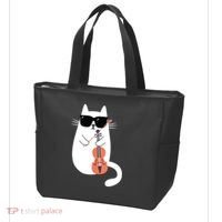 Funny Cat Wearing Sunglasses Playing Violin Viola Musician Tote Bag thumb 3