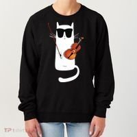 Funny Cat Wearing Sunglasses Playing Violin Women's Sweatshirt thumb 0