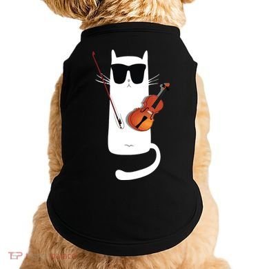 Funny Cat Wearing Sunglasses Playing Violin Doggie Tank