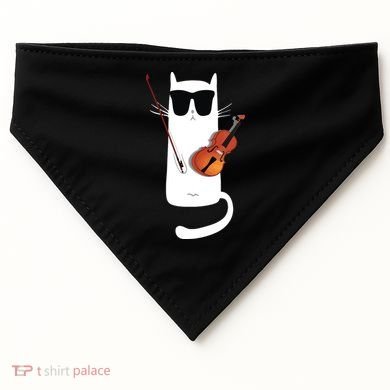 Funny Cat Wearing Sunglasses Playing Violin USA-Made Doggie Bandana