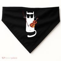 Funny Cat Wearing Sunglasses Playing Violin USA-Made Doggie Bandana thumb 0