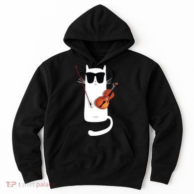 Funny Cat Wearing Sunglasses Playing Violin Hoodie