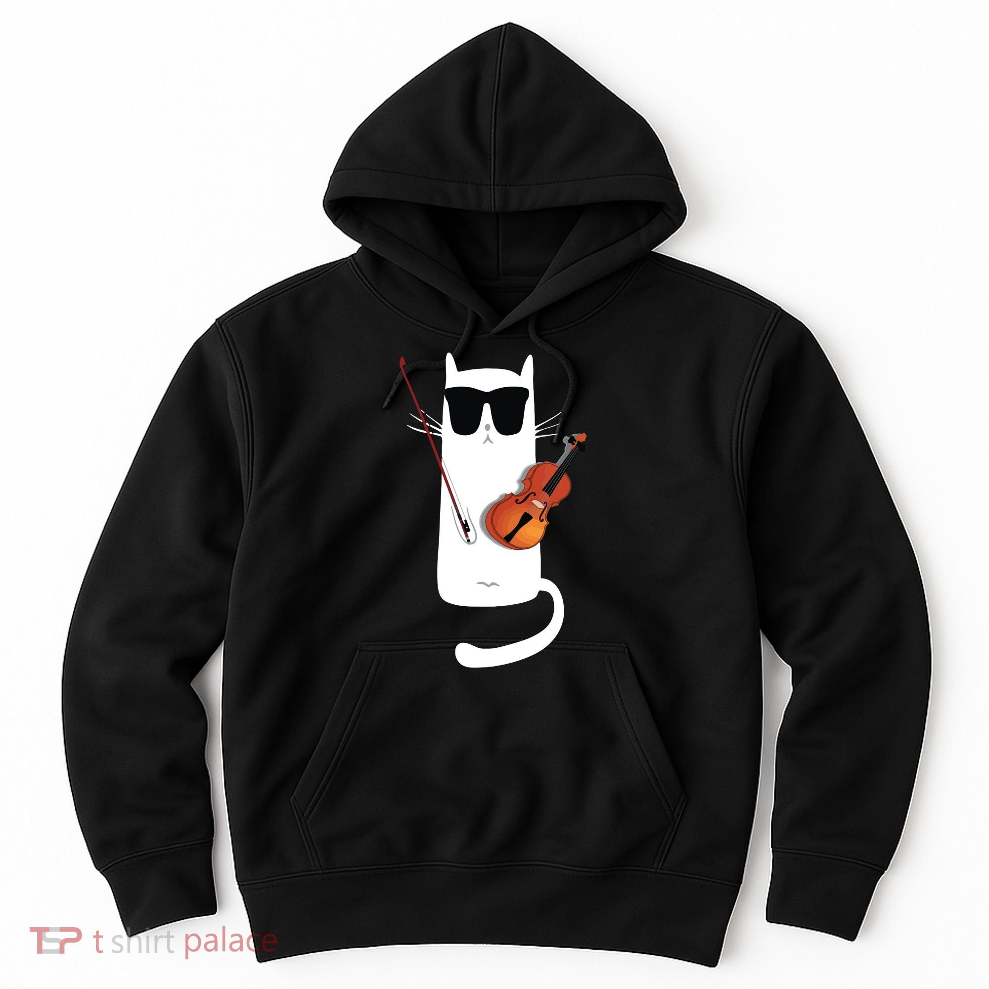 Funny Cat Wearing Sunglasses Playing Violin Hoodie