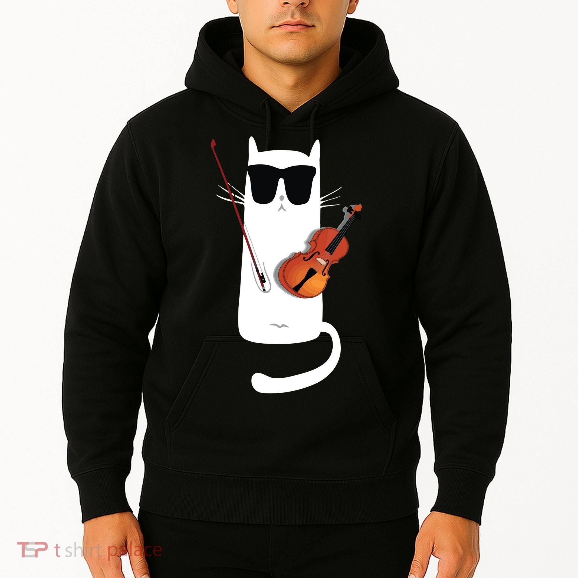 Funny Cat Wearing Sunglasses Playing Violin Hoodie