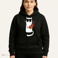 Funny Cat Wearing Sunglasses Playing Violin Hoodie thumb 5