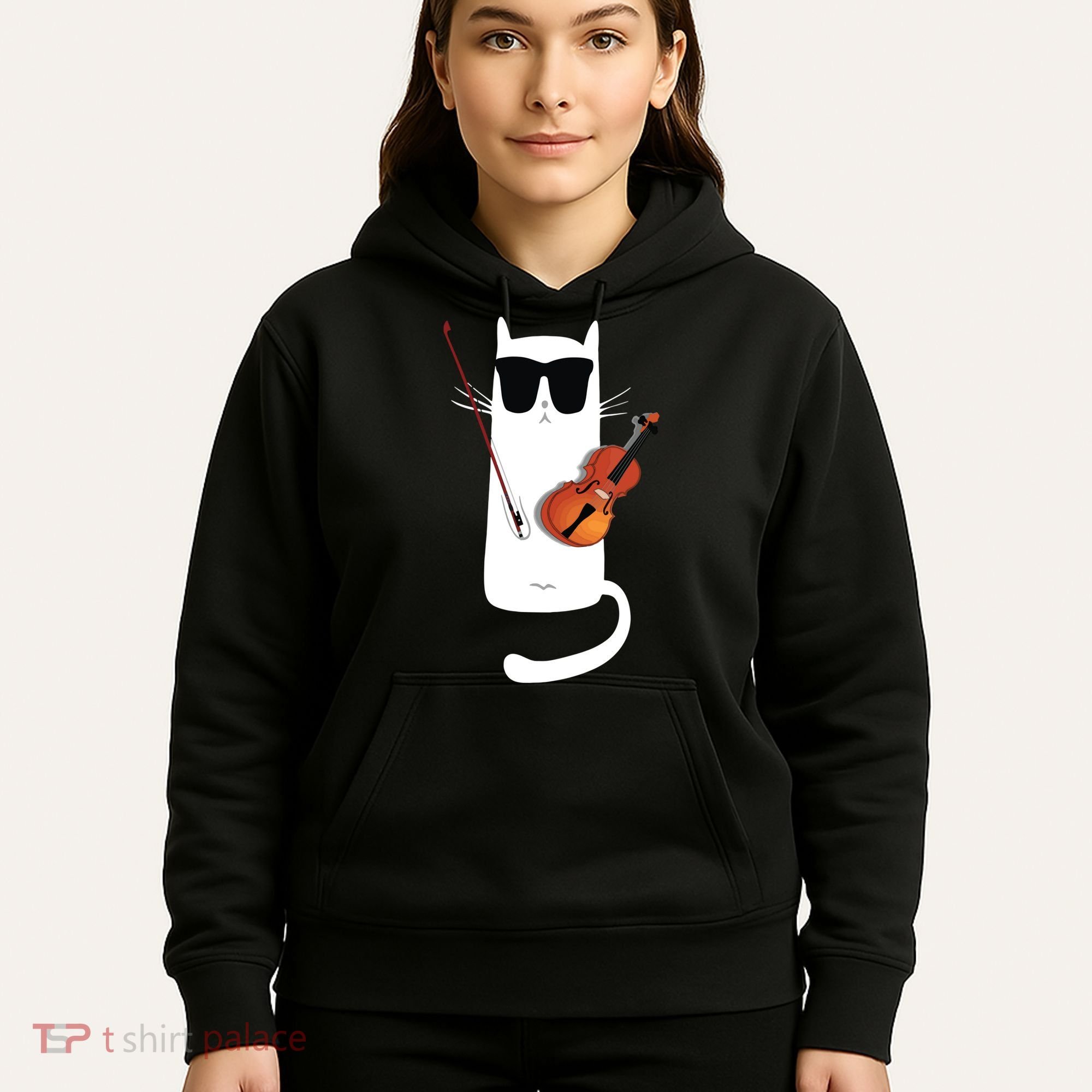 Funny Cat Wearing Sunglasses Playing Violin Hoodie