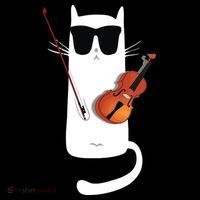 Funny Cat Wearing Sunglasses Playing Violin Long Sleeve Shirt thumb 2