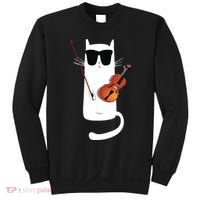 Funny Cat Wearing Sunglasses Playing Violin Sweatshirt thumb 0