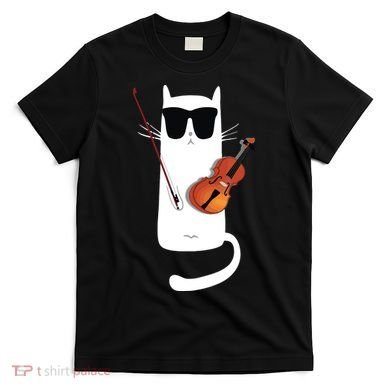 Funny Cat Wearing Sunglasses Playing Violin T-Shirt