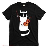 Funny Cat Wearing Sunglasses Playing Violin T-Shirt thumb 0