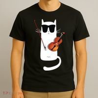 Funny Cat Wearing Sunglasses Playing Violin T-Shirt thumb 3