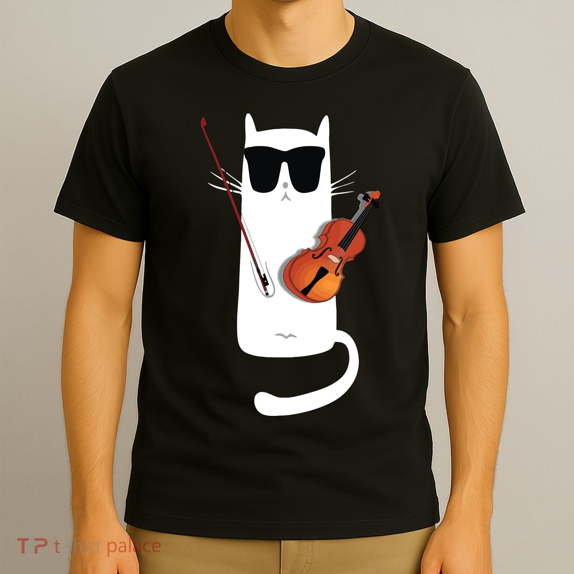 Funny Cat Wearing Sunglasses Playing Violin T-Shirt