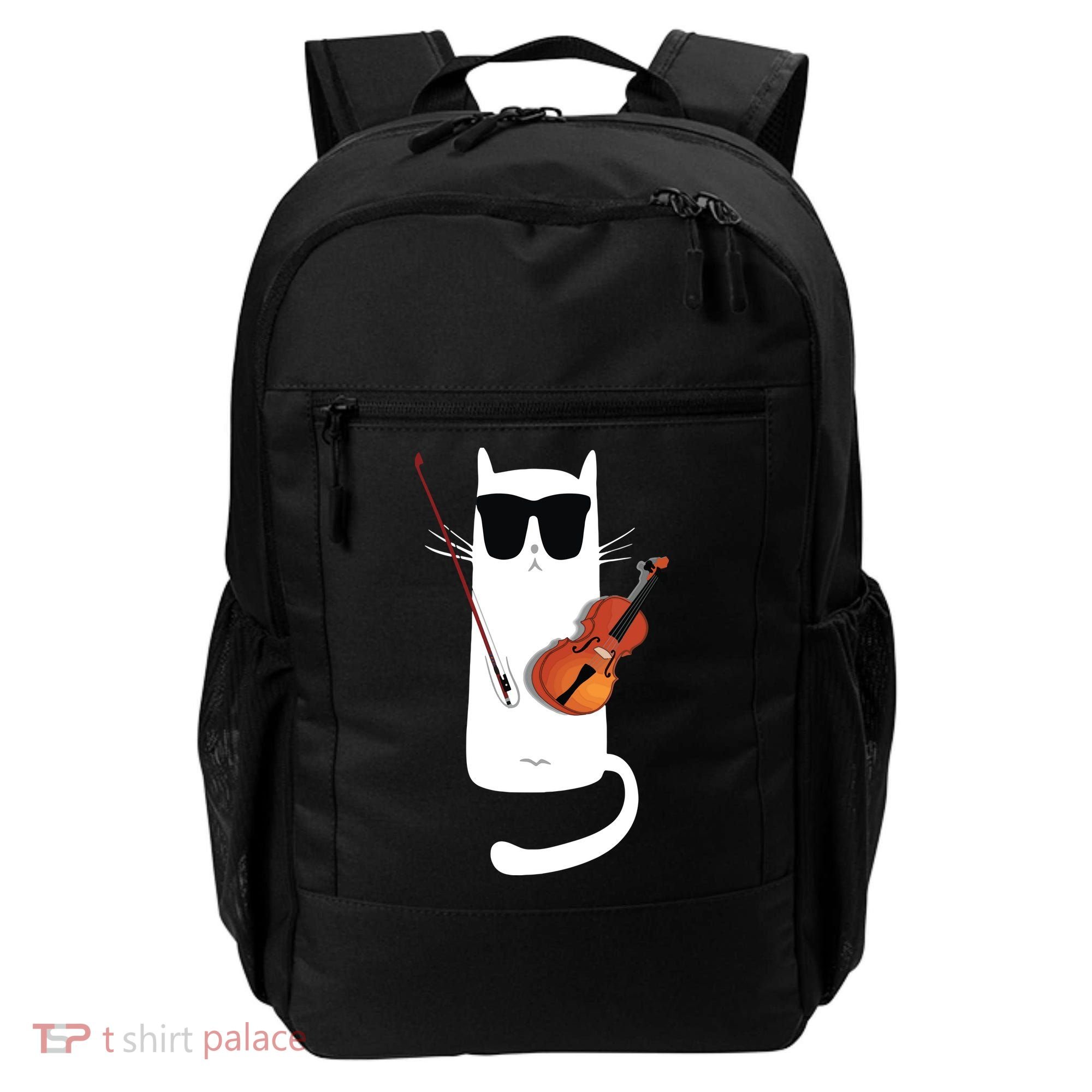 Funny Cat Wearing Sunglasses Playing Violin Backpack
