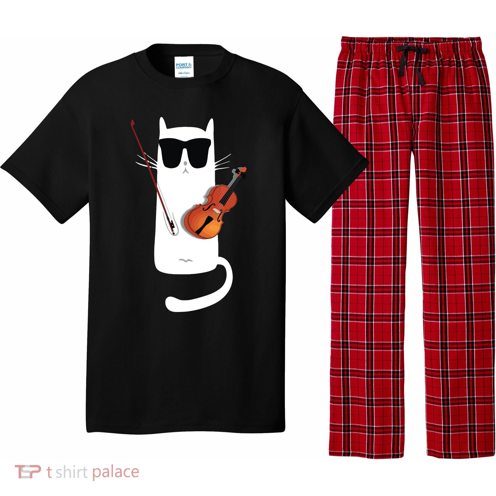 Funny Cat Wearing Sunglasses Playing Violin Pajama Set