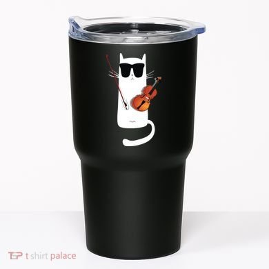 Funny Cat Wearing Sunglasses Playing Violin Tumbler