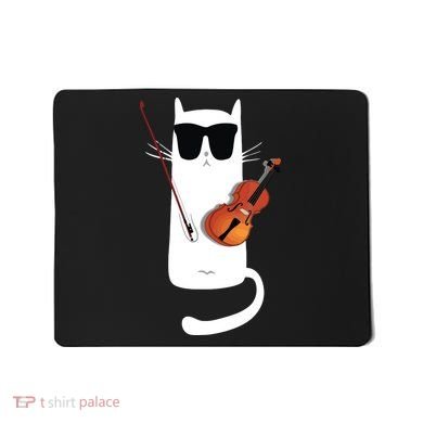 Funny Cat Wearing Sunglasses Playing Violin Mousepad