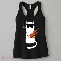 Funny Cat Wearing Sunglasses Playing Violin Women's Tank Top thumb 3