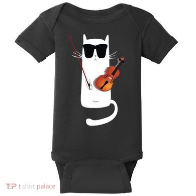 Funny Cat Wearing Sunglasses Playing Violin Baby Bodysuit