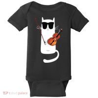 Funny Cat Wearing Sunglasses Playing Violin Baby Bodysuit thumb 0
