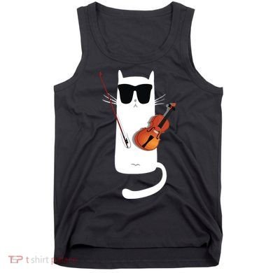Funny Cat Wearing Sunglasses Playing Violin Tank Top