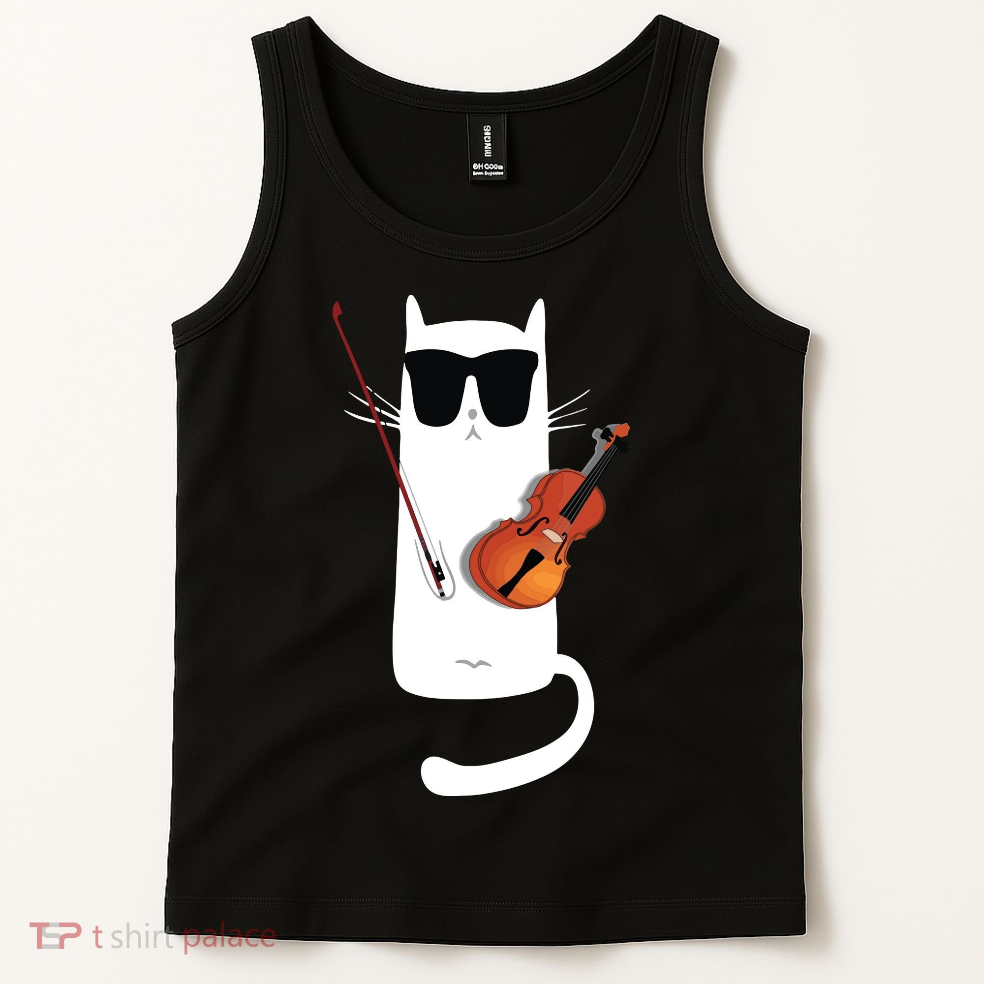 Funny Cat Wearing Sunglasses Playing Violin Tank Top