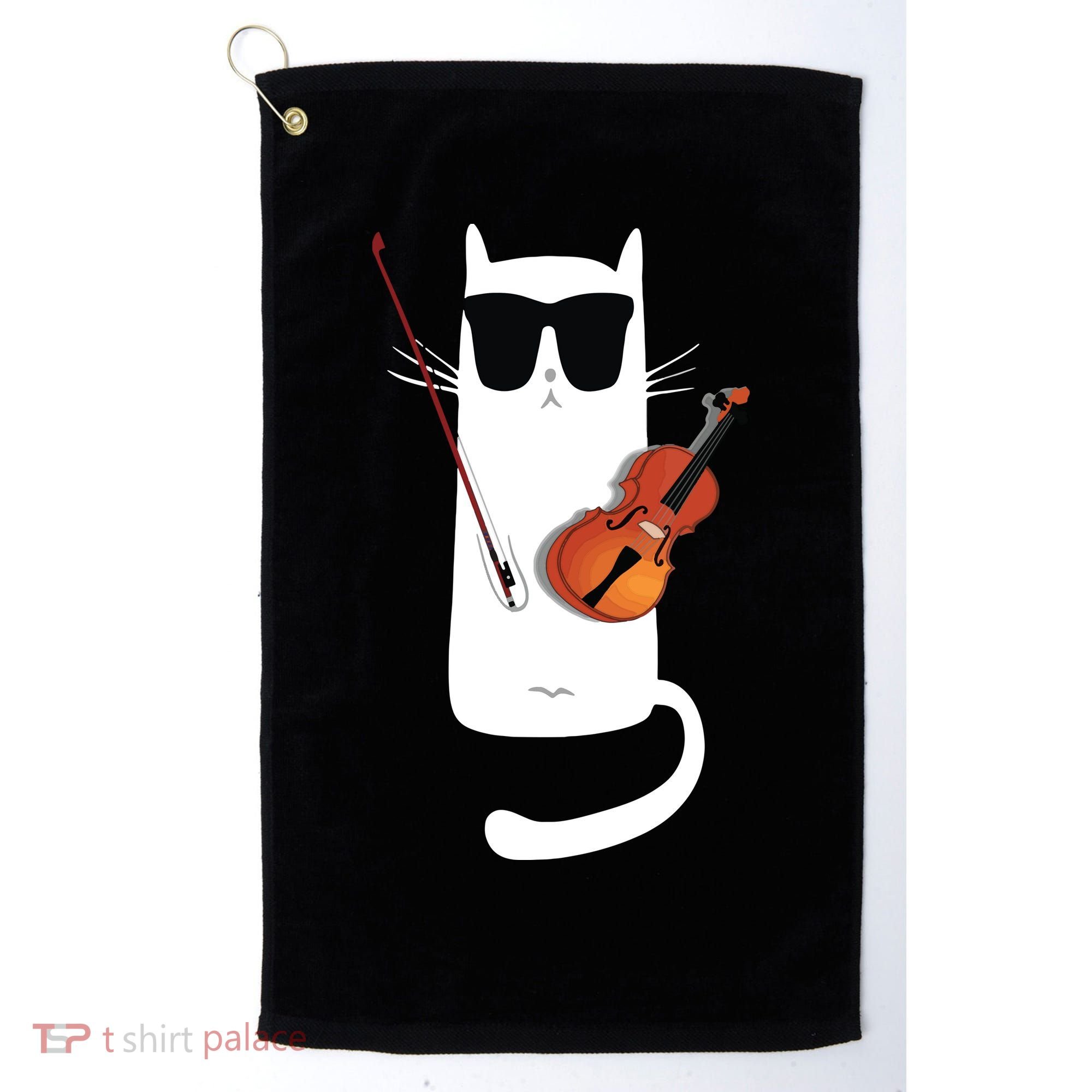 Funny Cat Wearing Sunglasses Playing Violin Golf Towel