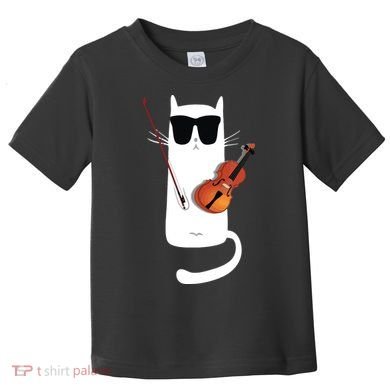 Funny Cat Wearing Sunglasses Playing Violin Toddler T-Shirt