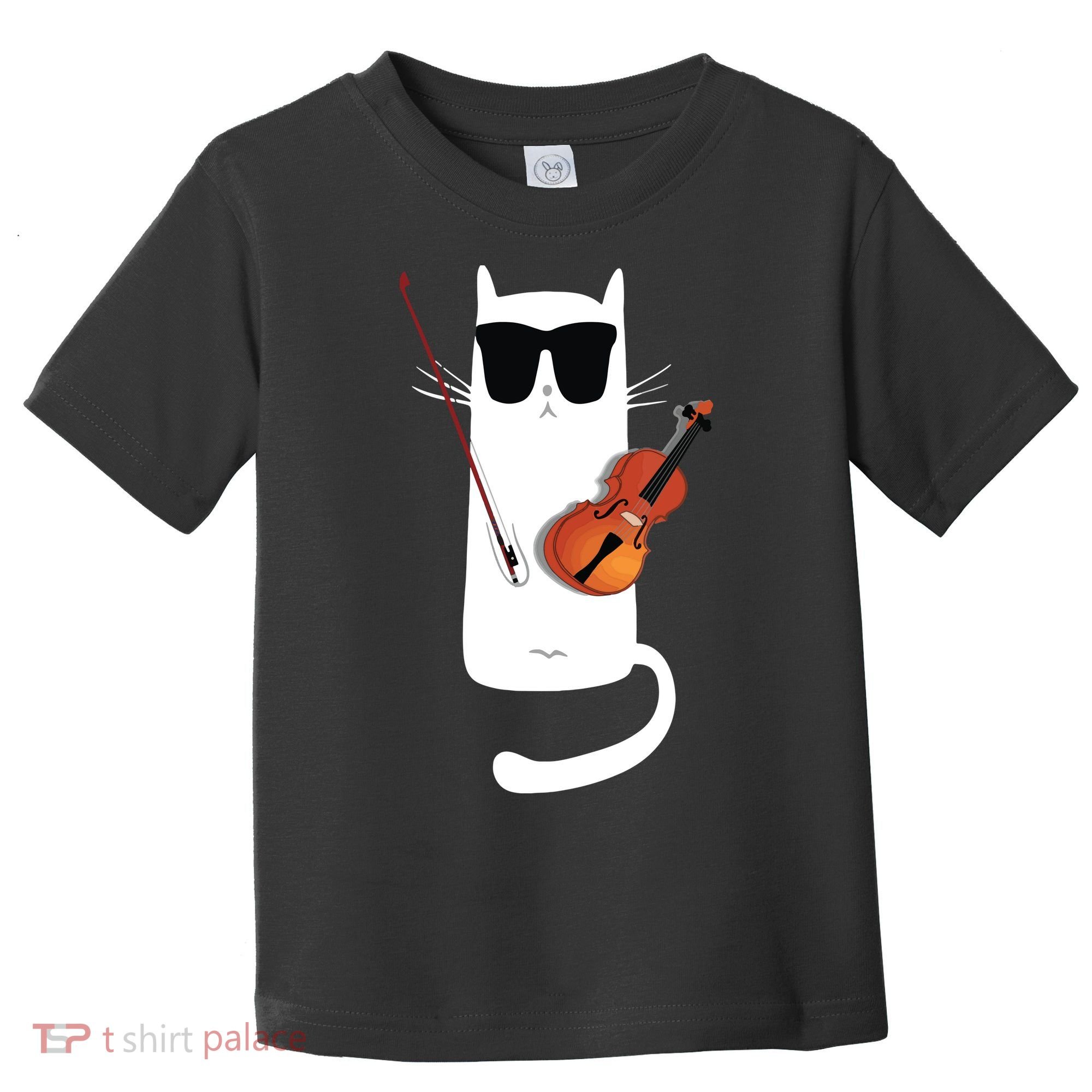 Funny Cat Wearing Sunglasses Playing Violin Toddler T-Shirt