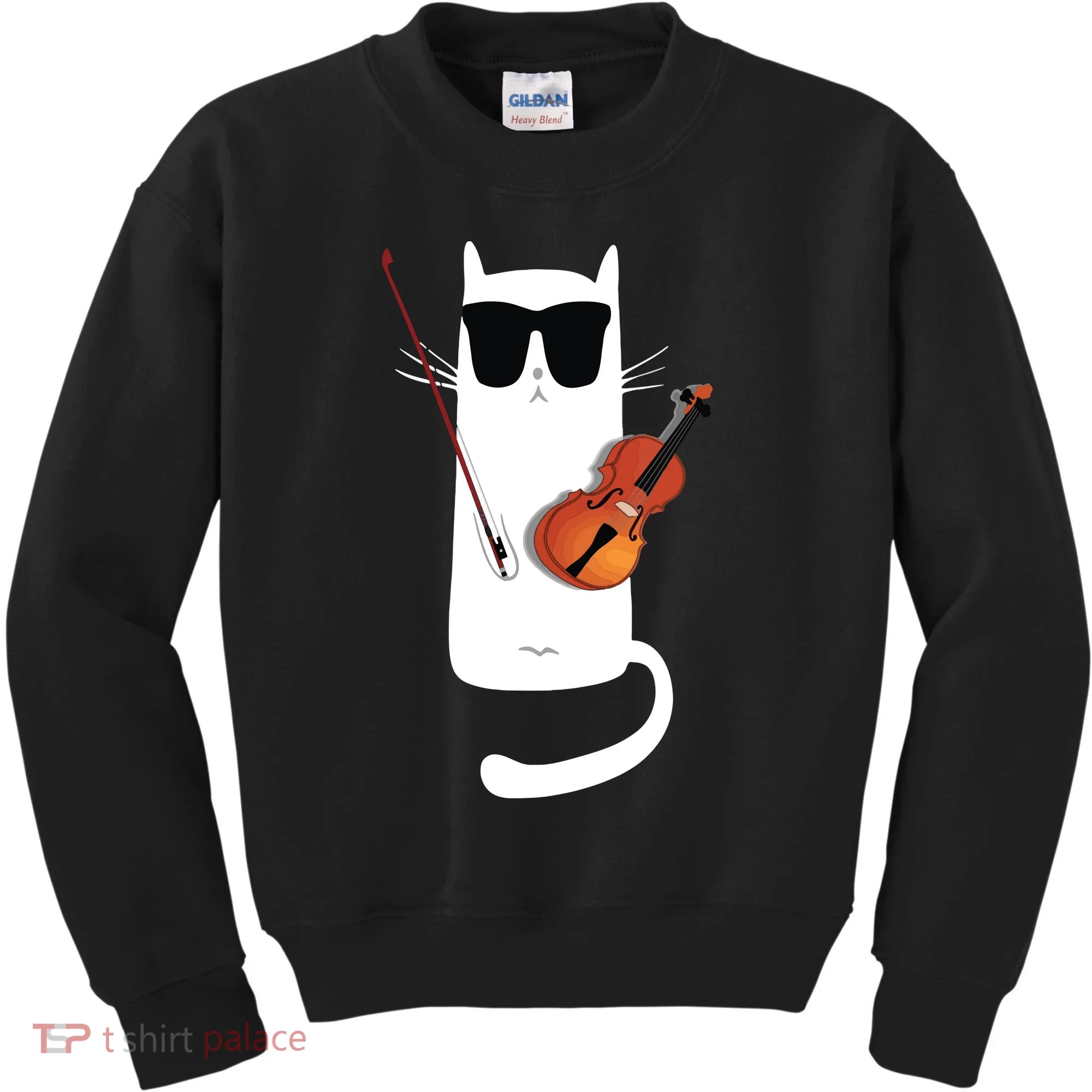 Funny Cat Wearing Sunglasses Playing Violin Kids Sweatshirt