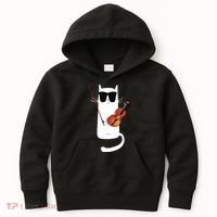 Funny Cat Wearing Sunglasses Playing Violin Kids Hoodie thumb 0