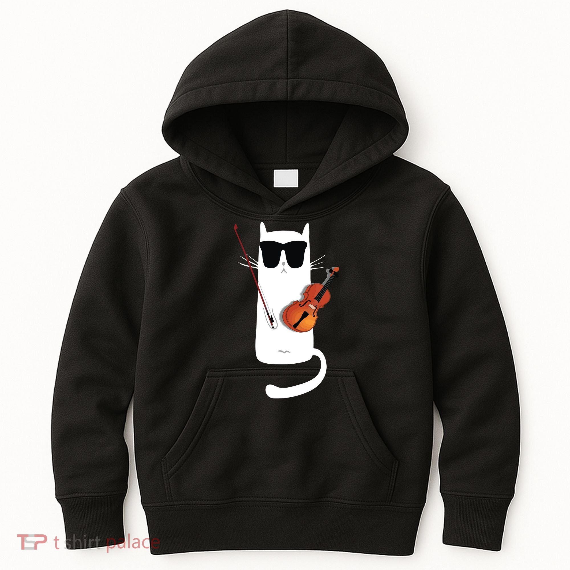 Funny Cat Wearing Sunglasses Playing Violin Kids Hoodie