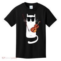 Funny Cat Wearing Sunglasses Playing Violin Kids T-Shirt thumb 0