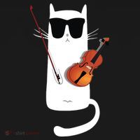 Funny Cat Wearing Sunglasses Playing Violin Kids T-Shirt thumb 4
