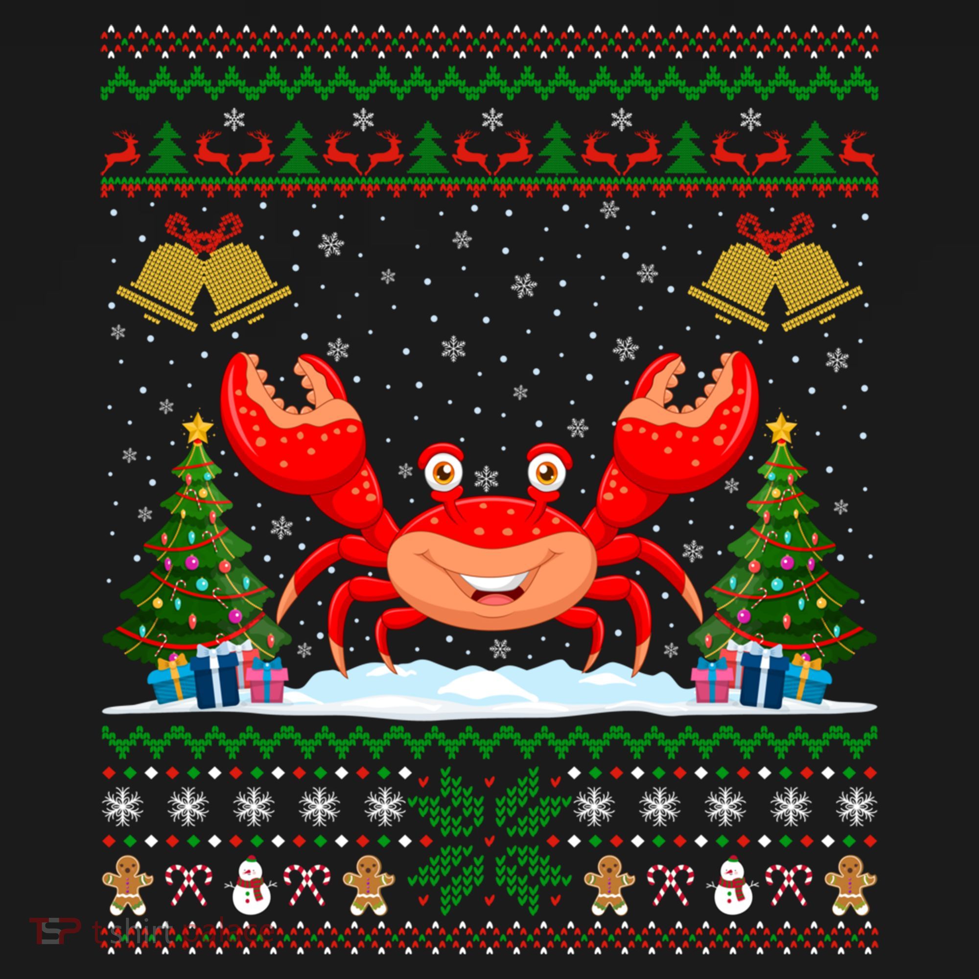 Funny Crabs Xmas Gift Santa Hat Ugly Crab Christmas Cool Gift USA-Made Doggie Bandana