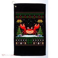 Funny Crabs Xmas Gift Santa Hat Ugly Crab Christmas Cool Gift Golf Towel thumb 0