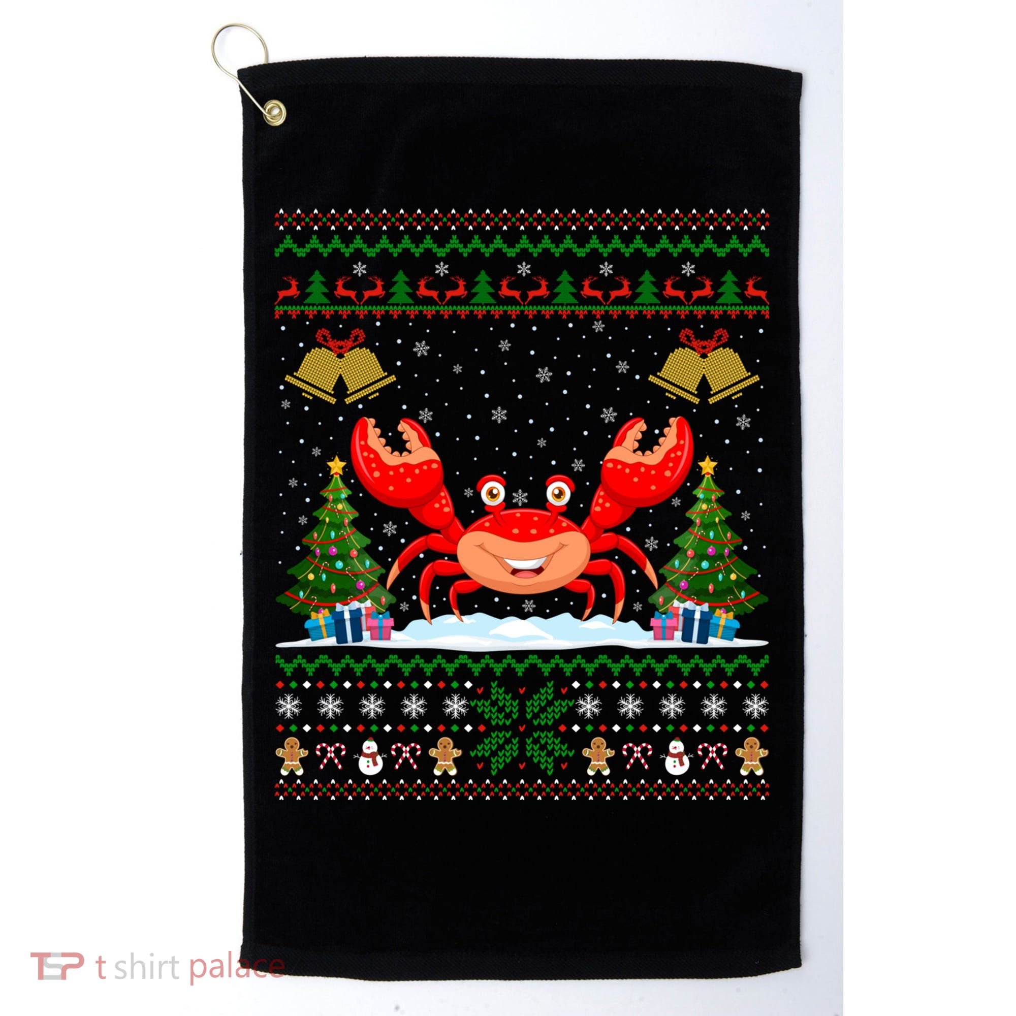 Funny Crabs Xmas Gift Santa Hat Ugly Crab Christmas Cool Gift Golf Towel