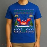 Funny Crabs Xmas Gift Santa Hat Ugly Crab Christmas Cool Gift T-Shirt thumb 3