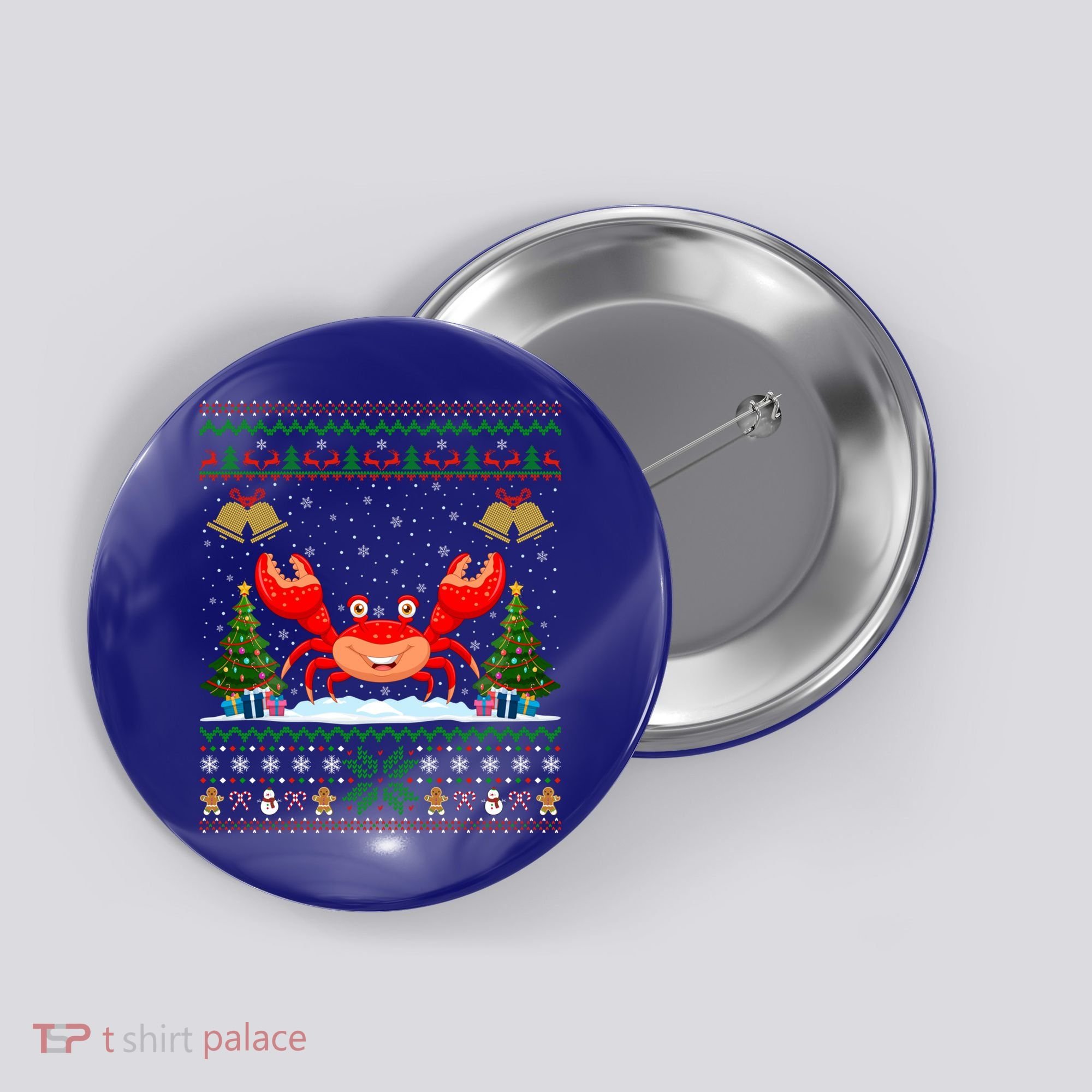 Funny Crabs Xmas Gift Santa Hat Ugly Crab Christmas Cool Gift Button