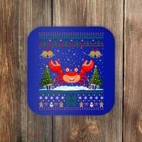 Funny Crabs Xmas Gift Santa Hat Ugly Crab Christmas Cool Gift Coaster thumb 0