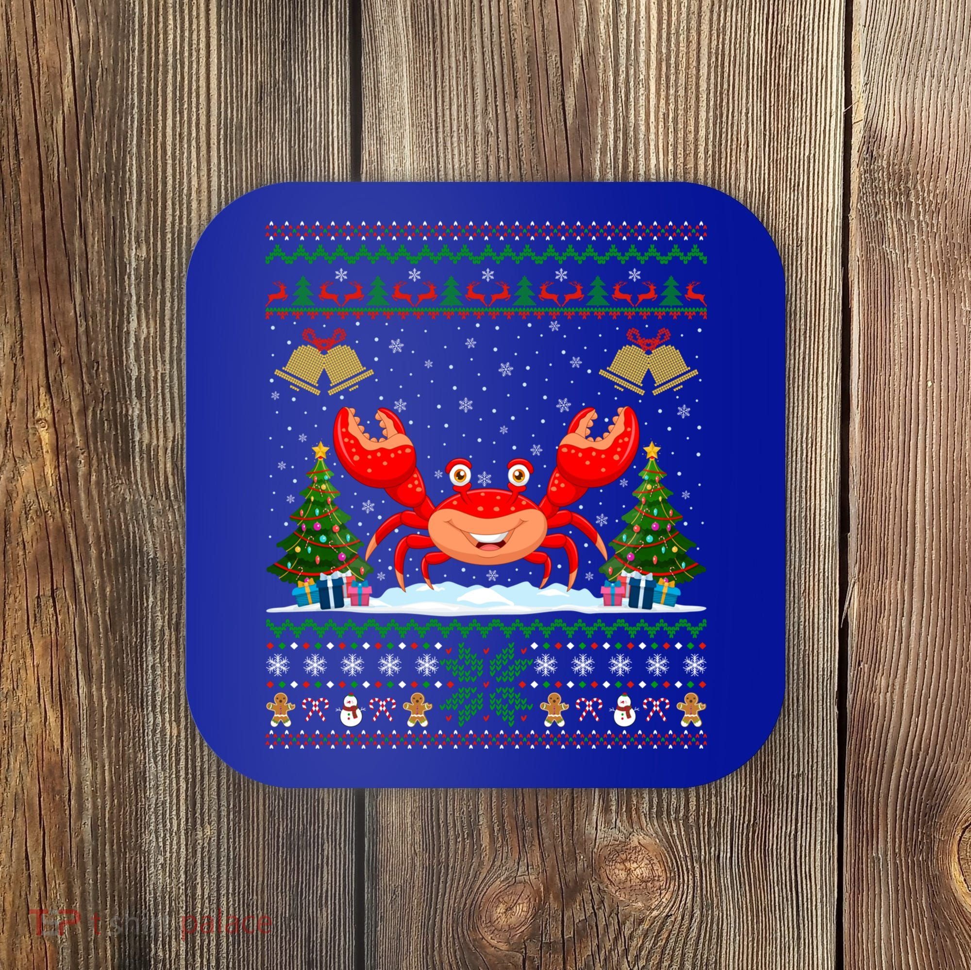 Funny Crabs Xmas Gift Santa Hat Ugly Crab Christmas Cool Gift Coaster