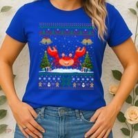 Funny Crabs Xmas Gift Santa Hat Ugly Crab Christmas Cool Gift Women's T-Shirt thumb 2