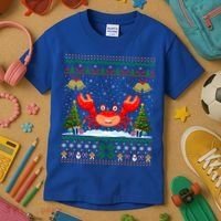 Funny Crabs Xmas Gift Santa Hat Ugly Crab Christmas Cool Gift Kids T-Shirt thumb 3